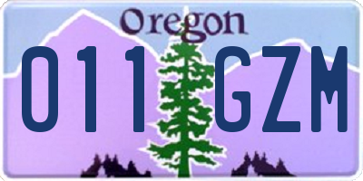 OR license plate 011GZM