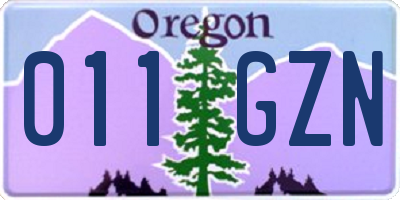 OR license plate 011GZN