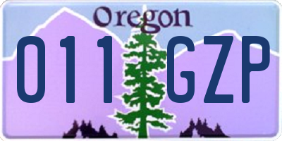OR license plate 011GZP