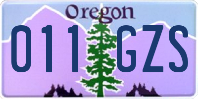 OR license plate 011GZS