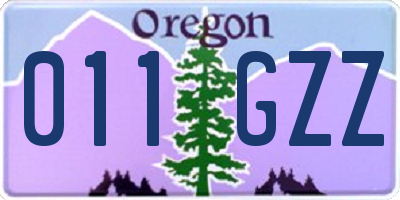 OR license plate 011GZZ