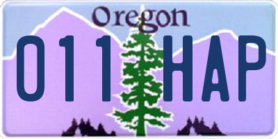OR license plate 011HAP