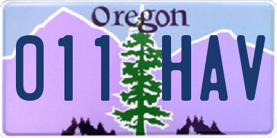 OR license plate 011HAV