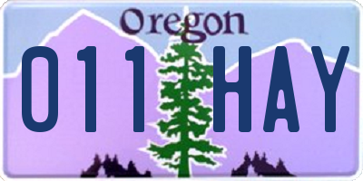 OR license plate 011HAY