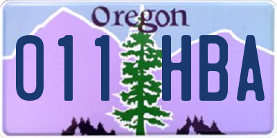 OR license plate 011HBA