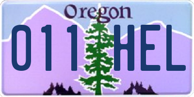 OR license plate 011HEL