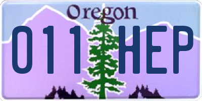 OR license plate 011HEP