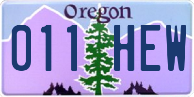 OR license plate 011HEW