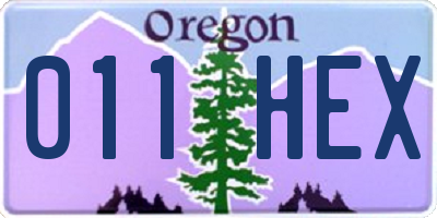 OR license plate 011HEX