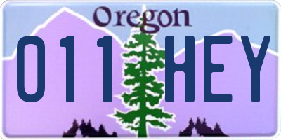 OR license plate 011HEY