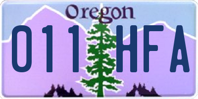 OR license plate 011HFA