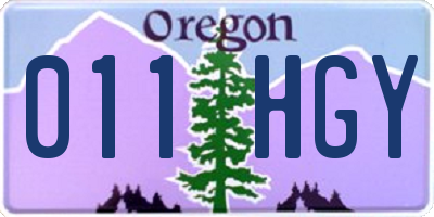 OR license plate 011HGY