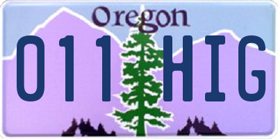 OR license plate 011HIG