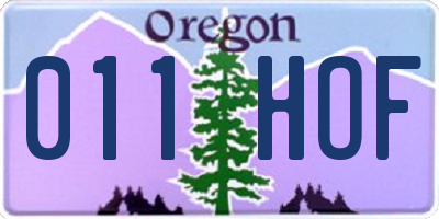 OR license plate 011HOF
