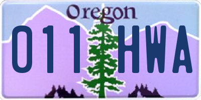OR license plate 011HWA