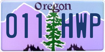 OR license plate 011HWP