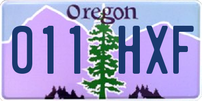 OR license plate 011HXF