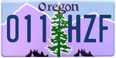 OR license plate 011HZF
