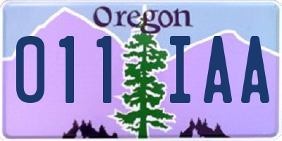 OR license plate 011IAA