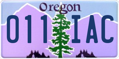 OR license plate 011IAC
