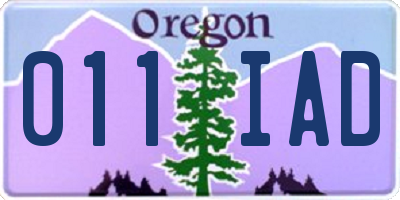 OR license plate 011IAD