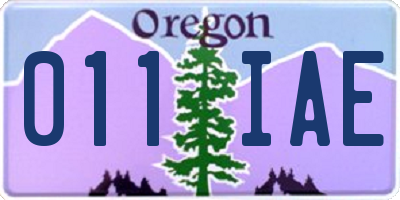OR license plate 011IAE
