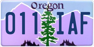 OR license plate 011IAF