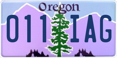 OR license plate 011IAG
