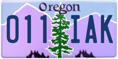 OR license plate 011IAK