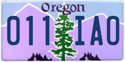 OR license plate 011IAO
