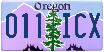 OR license plate 011ICX
