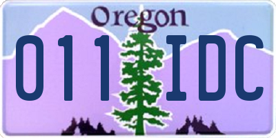 OR license plate 011IDC