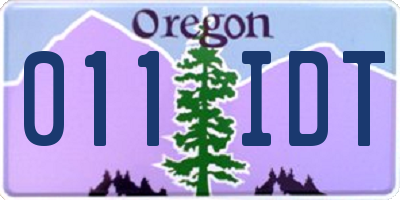 OR license plate 011IDT