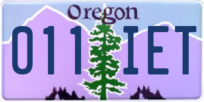 OR license plate 011IET