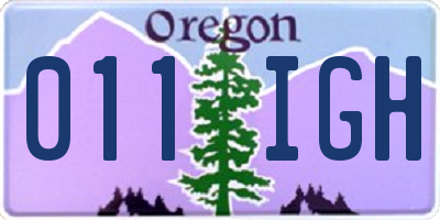 OR license plate 011IGH