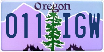 OR license plate 011IGW