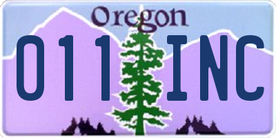 OR license plate 011INC