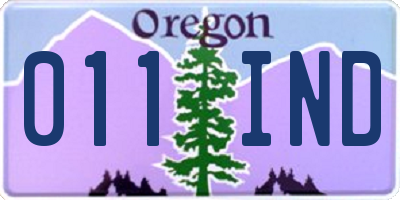 OR license plate 011IND