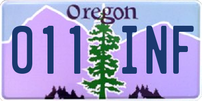 OR license plate 011INF