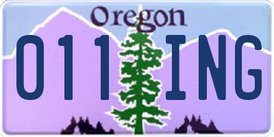 OR license plate 011ING