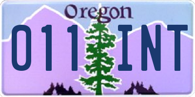 OR license plate 011INT