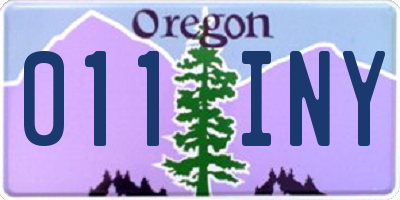 OR license plate 011INY