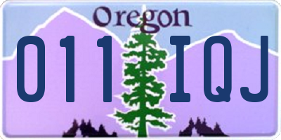 OR license plate 011IQJ