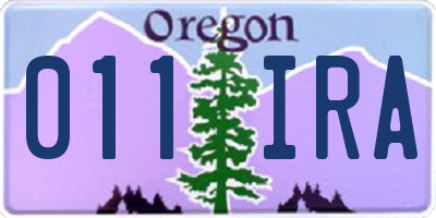 OR license plate 011IRA