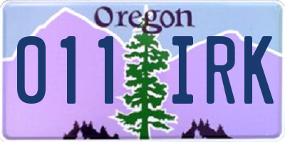 OR license plate 011IRK