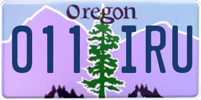 OR license plate 011IRU