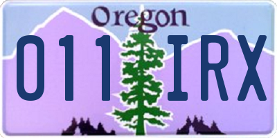 OR license plate 011IRX