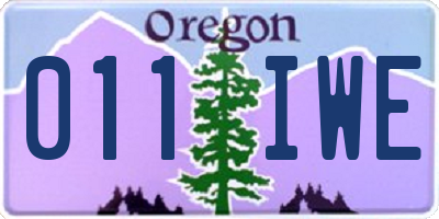 OR license plate 011IWE