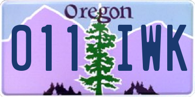 OR license plate 011IWK
