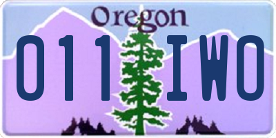 OR license plate 011IWO